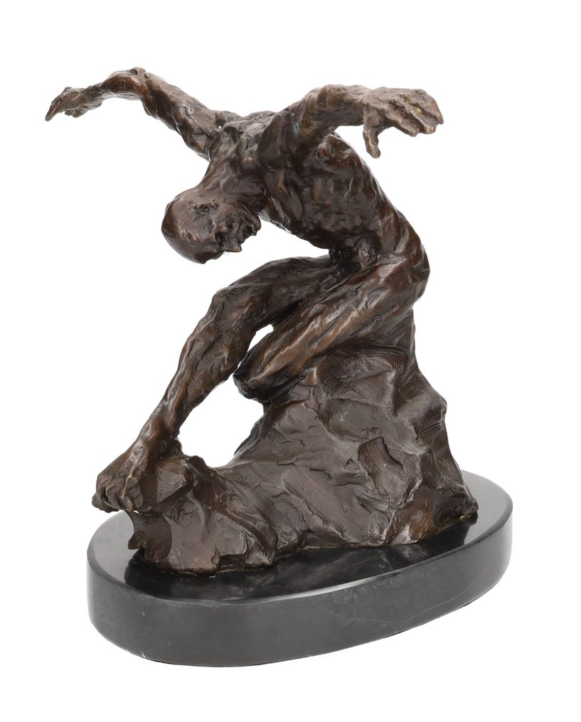 雕塑, Abstracte man in atletische pose - 28 cm - 黄铜色 #1.0