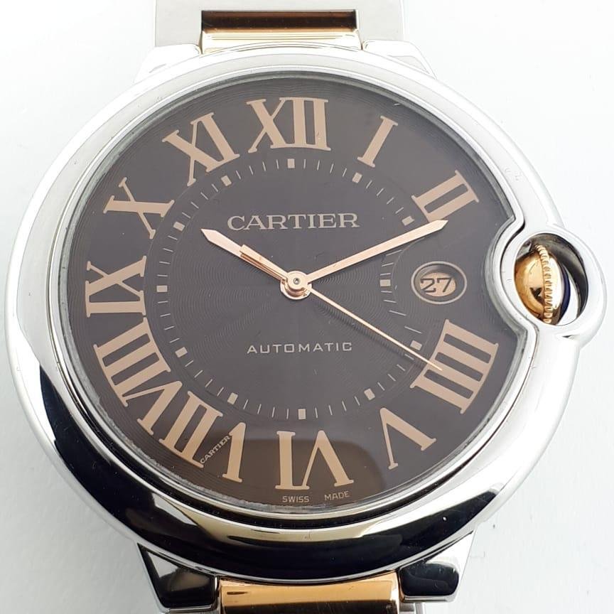 Cartier Ballon Bleu 18K Gold & Steel Chocolate Dial Automatic 42mm