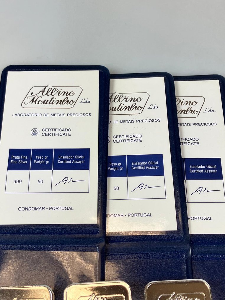 3 x 50 g - Silver .999 - Albino Moutinho - With certificate (No Reserve Price) #2.1