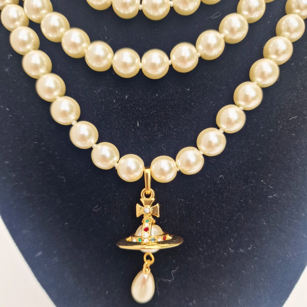 Vivienne Westwood - 鍍金 - 頸鏈 - 施华洛世奇珍珠打结 #4.3