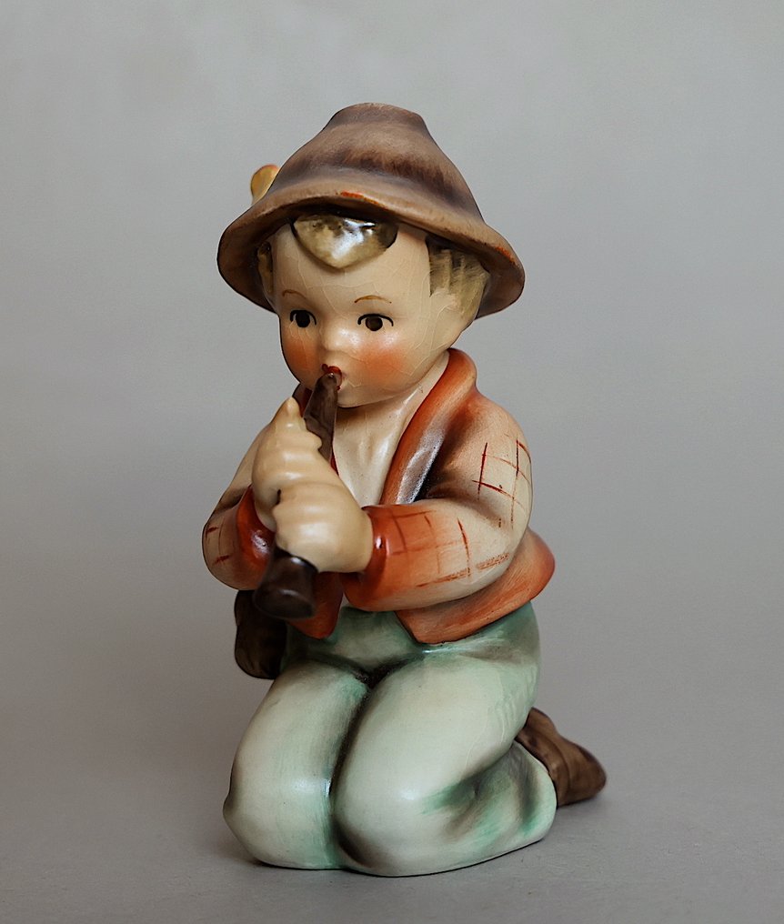 Goebel - Hummel - Szobrocska, Nativity pastore con flauto - TMK4 - 10 cm - Porcelán - 1964 #1.0
