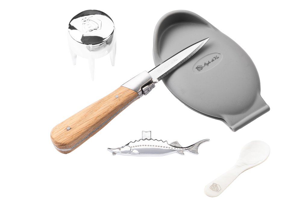 Laguiole - Champagne / Caviar / Oyster set - Oak Wood (handle) - 厨刀 - 不锈钢 - 荷兰 #2.1
