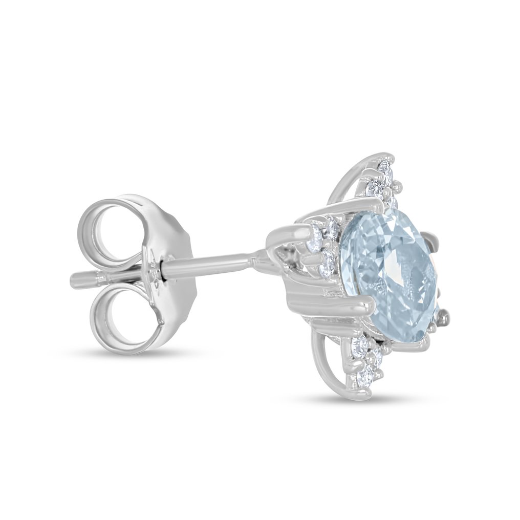 Σκουλαρίκια - 18 καράτια Λευκός χρυσός - 2.36ct. tw. Ακουαμαρίνης - Διαμάντι #2.1