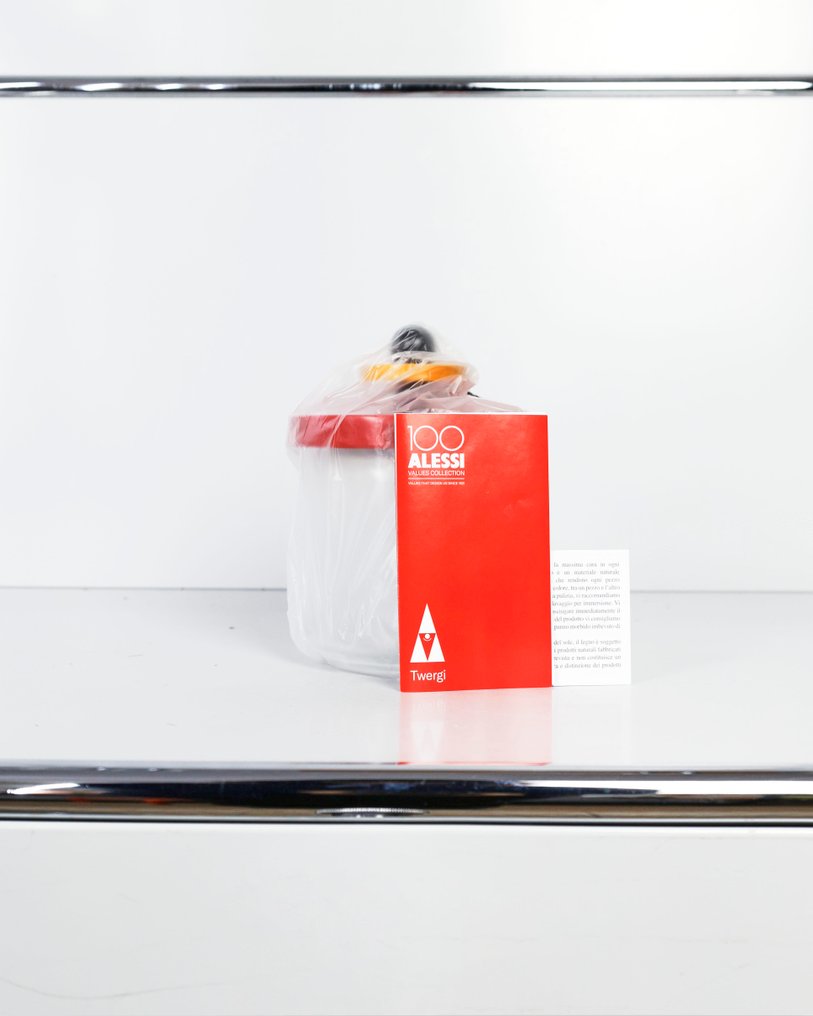 Alessi - Ettore Sottsass - Βάζο μπισκότων (2) - Twergi ES16 - Κόκκινο - Ξύλο (Λεμονιά), Γυαλί #3.2