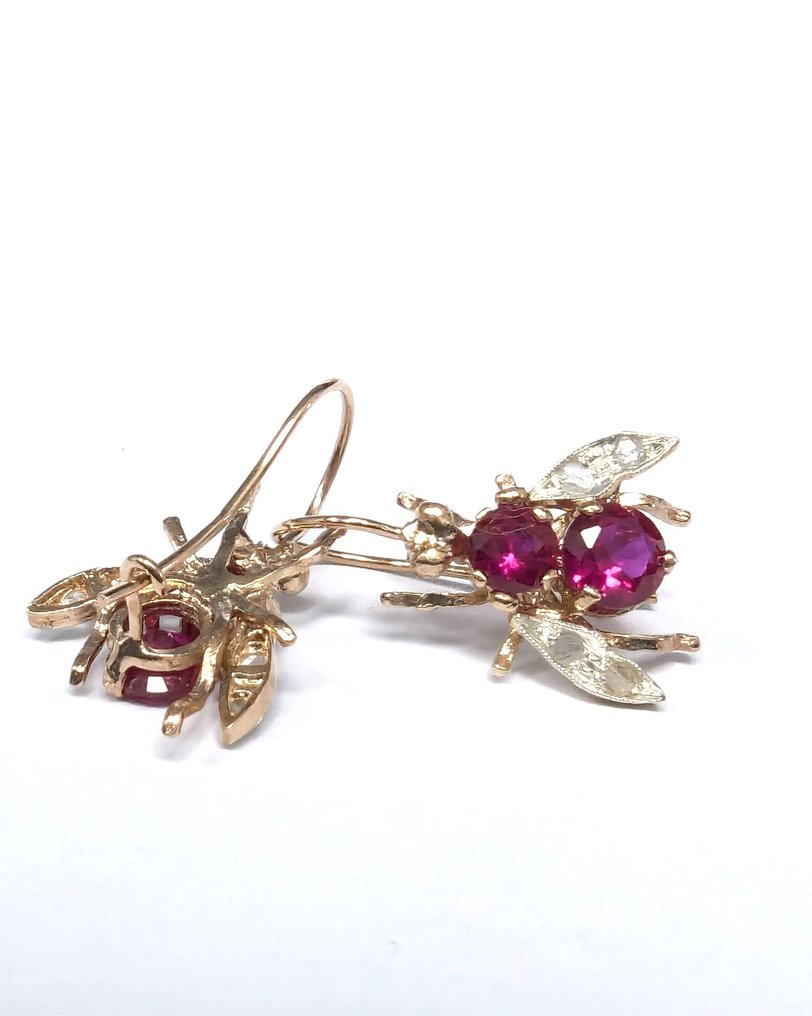 χωρίς τιμή ασφαλείας - Σκουλαρίκια - 9 kt. Ροζ χρυσό, Ασημί -  3.28ct. tw. Τοπάζιο - Διαμάντι #2.1