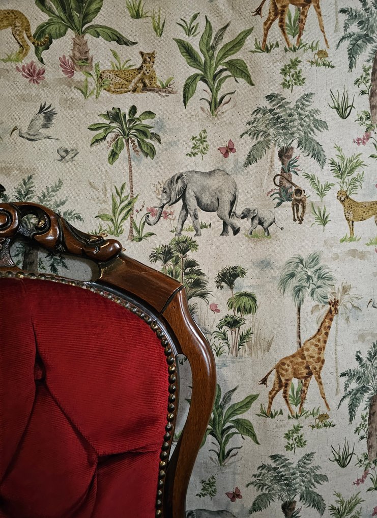 Bohemisk stoff med eksotiske dyr - 300x280cm - Realistisk dyredesign - Tekstil - 300 cm - 280 cm #4.3