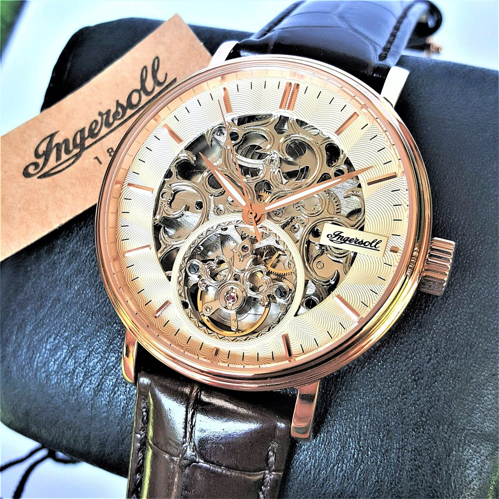 Ingersoll Automatic Skeleton Special Open Heart Champagne Dial Gold Ohne Mindestpreis Herren Neu auktion Catawiki