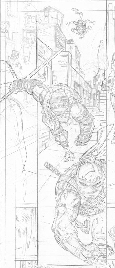 Sergi Domenech - 忍者神龟 - 原始铅笔（第1页） - Hand Signed #3.2