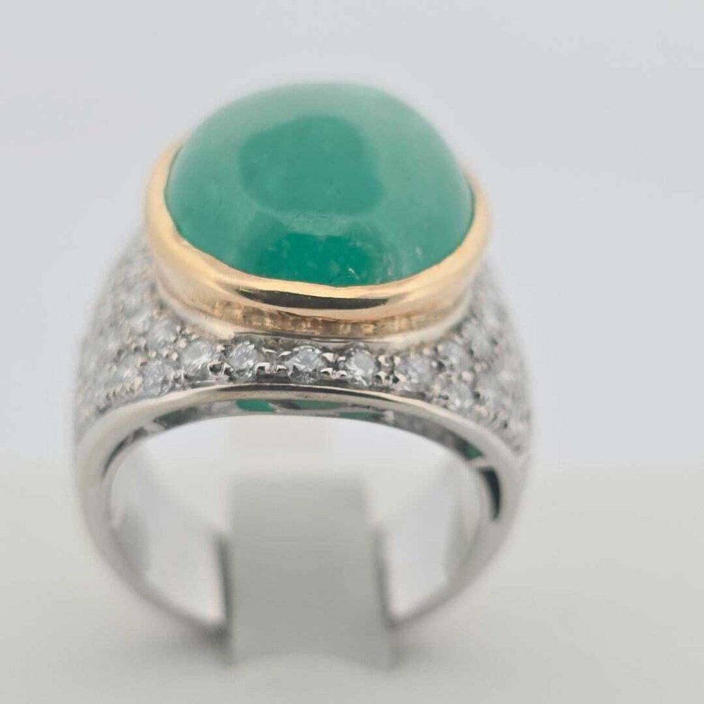 Δαχτυλίδι - 18 καράτια Λευκός χρυσός, Κίτρινο χρυσό -  1.50ct. tw. Σμαράγδι - Διαμάντι #1.0