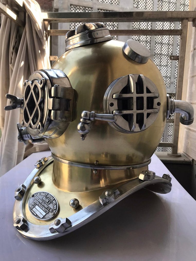 潜水头盔 - XXL deluxe U.S. "Mark V" Deep Sea Divers-helm - 铜, 黄铜 #2.1