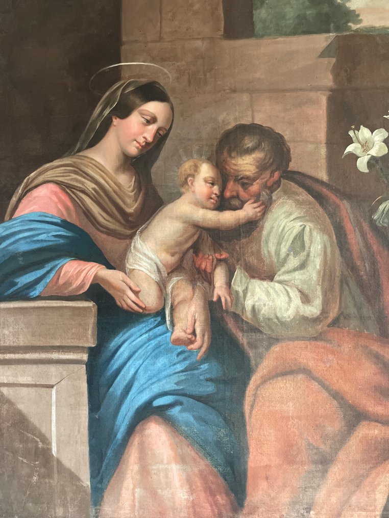 Fransk skole (XVII) - La Sainte Famille, huile sur toile #1.0