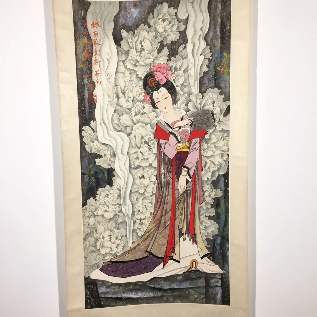 Chinese Scroll Paintng - Ban Jieyu (班婕妤) with Autumn Fan #3.2