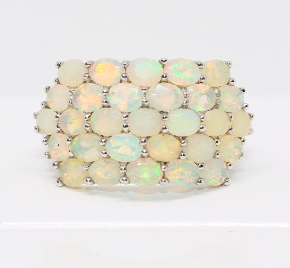 No reserve price - Ring Silver -  4.35ct. tw. Opal - Size: 19.4 mm #1.0