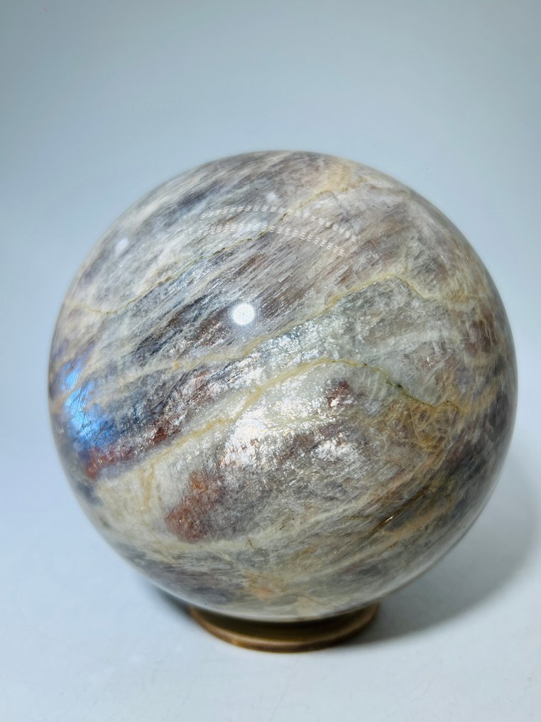 Esfera de pedra da lua - Qualidade AAA - Ø 129 mm Naturalstone - Sphere Collector - Brilho Azul- 2972 g - (1) #3.2