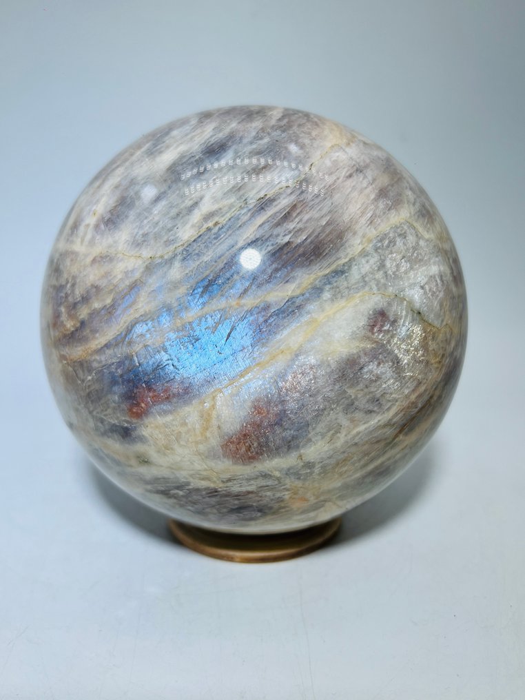 Esfera de pedra da lua - Qualidade AAA - Ø 129 mm Naturalstone - Sphere Collector - Brilho Azul- 2972 g - (1) #1.0