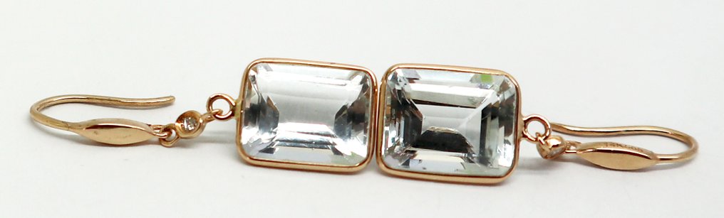 χωρίς τιμή ασφαλείας - Σκουλαρίκια - 14 καράτια Κίτρινο χρυσό Ακουαμαρίνης - Διαμάντι #3.2