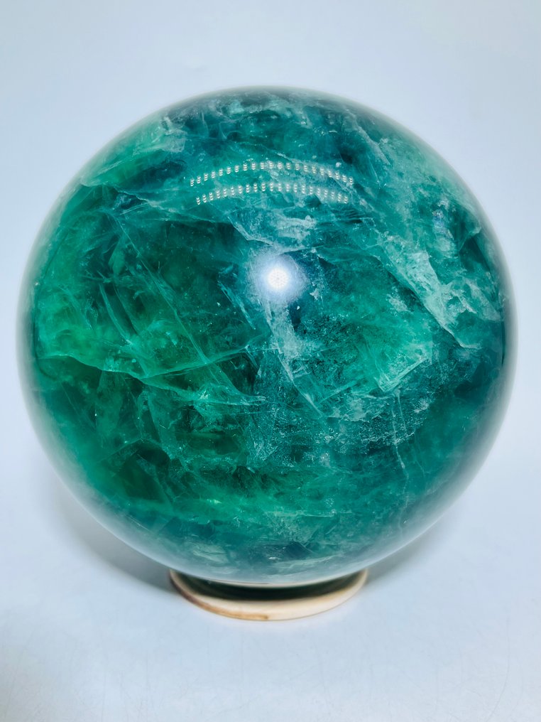 绿萤石 - AAA 级 - 直径136毫米 天然石 - 疗愈属性 - 祖母绿绿色- 3918 g - (1) #1.0