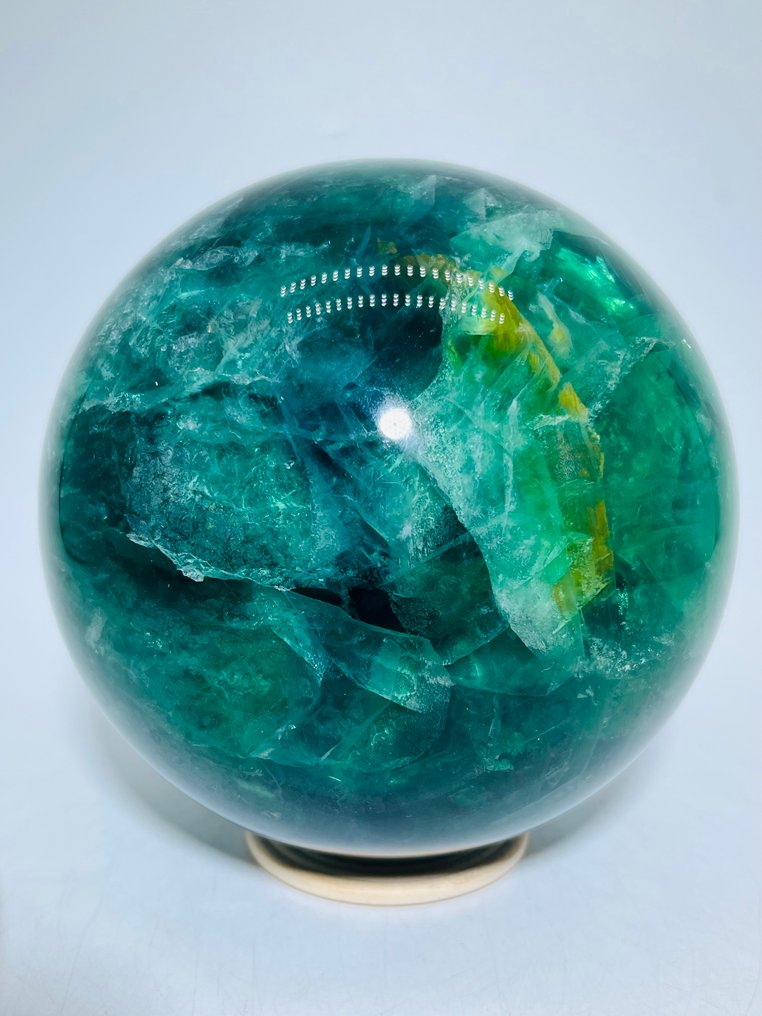 绿萤石 - AAA 级 - 直径136毫米 天然石 - 疗愈属性 - 祖母绿绿色- 3918 g - (1) #4.3