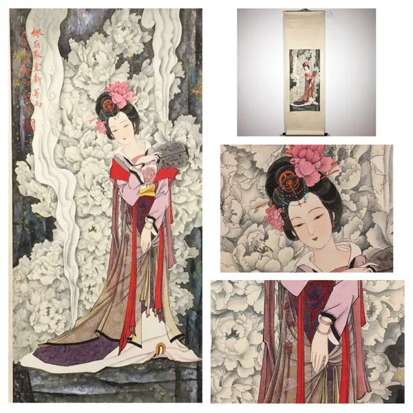 Chinese Scroll Paintng - Ban Jieyu (班婕妤) with Autumn Fan #1.0