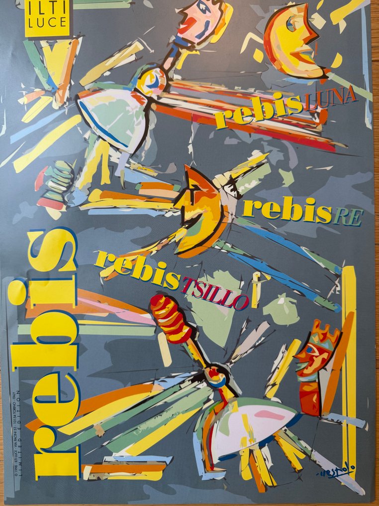 UGO NESPOLO - Poster Pubblicitario REBIS Ilti Luce-Ugo Nespolo-OFFSET #NORP-FREESH #3.2