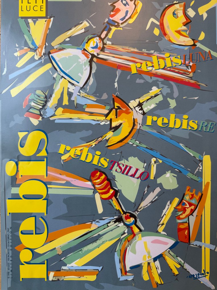 UGO NESPOLO - Poster Pubblicitario REBIS Ilti Luce-Ugo Nespolo-OFFSET #NORP-FREESH #4.3