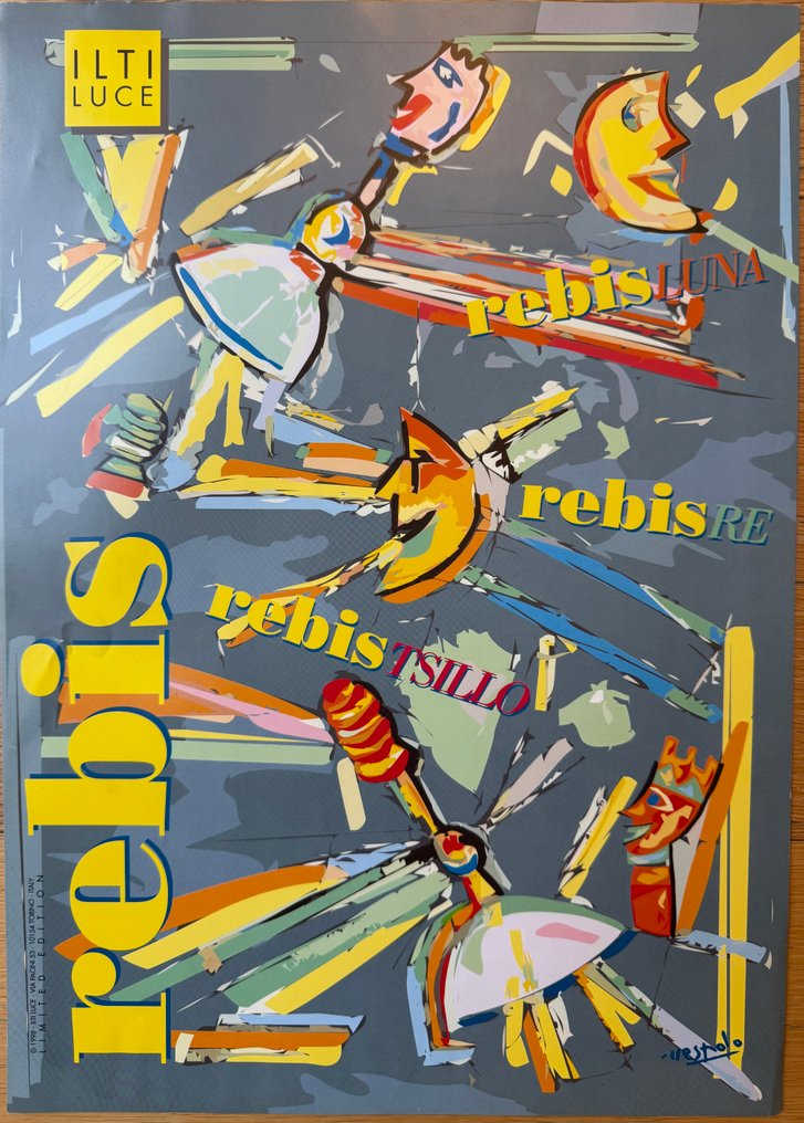 UGO NESPOLO - Poster Pubblicitario REBIS Ilti Luce-Ugo Nespolo-OFFSET #NORP-FREESH #1.0