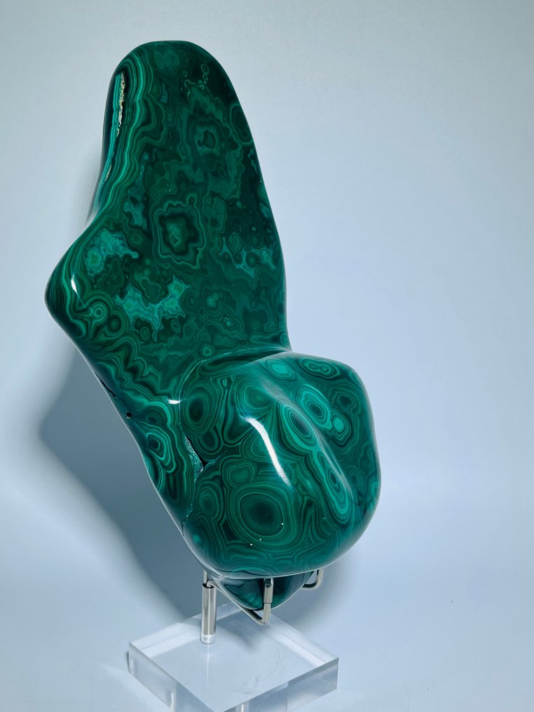 Malachit liber – un obiect lustruit cu modele orbiculare uimitoare Colecționabil - Formațiunea Botroydile - Calitate AAA - Înălțime: 230 mm - Lățime: 120 mm- 2080 g - (1) #3.2