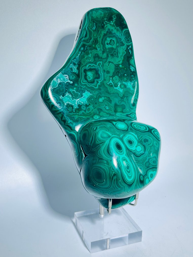 Malachit liber – un obiect lustruit cu modele orbiculare uimitoare Colecționabil - Formațiunea Botroydile - Calitate AAA - Înălțime: 230 mm - Lățime: 120 mm- 2080 g - (1) #1.0