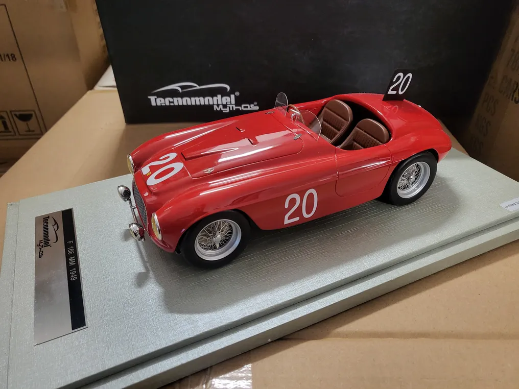 Tecnomodel 1:18 - Modelsportsvogn - Ferrari 166MM 24h Spa 1949 Winner Chinetti - Myte #1.1
