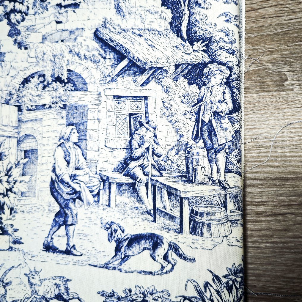 Toile de Jouy Blu Classico - 100% bomull - Fransk eleganse. - Polstringsstoff - 300 cm - 290 cm #3.2