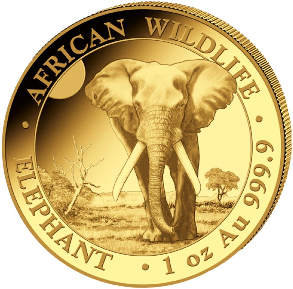 Somalië. 1000 Schilling 2025 Somalia Elephant 1 oz Goldmünze (.999