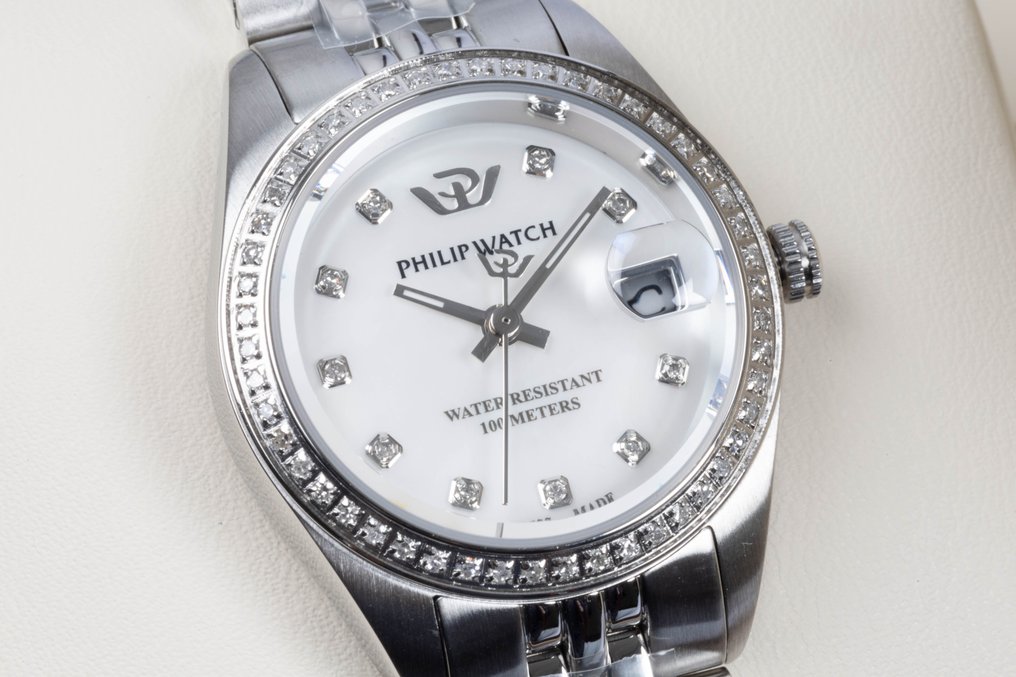 Philip Watch - Caribe Urban - Date - Diamonds - Mother of Pearl - Swiss Made - 28 mm - FREE SHIPPING - Femei - 2025 #1.0