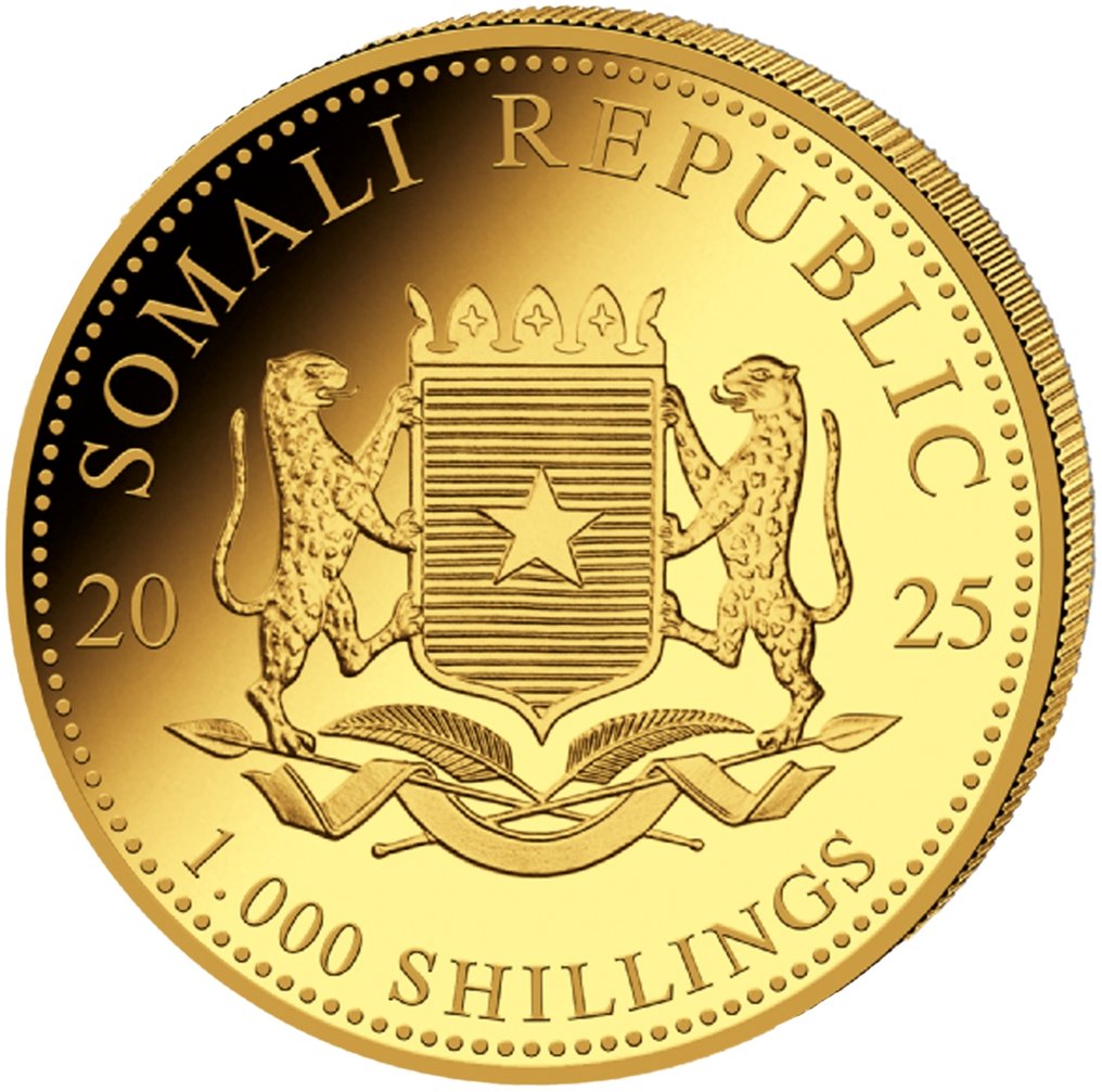 Somalië. 1000 Schilling 2025 Somalia Elephant 1 oz Goldmünze (.999
