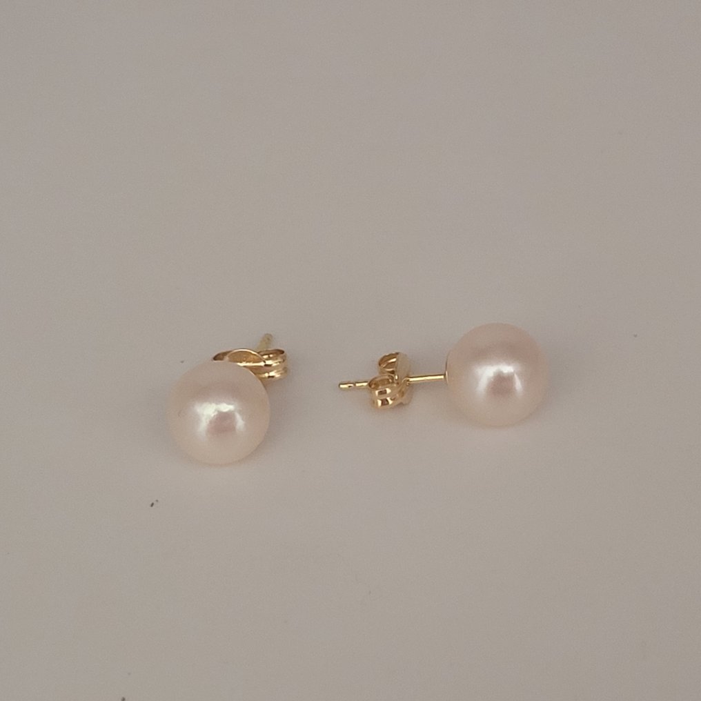 没有保留价 - 2件套珠宝 - 18K包金 黄金 珍珠 - 日本Akoya珍珠 #4.3