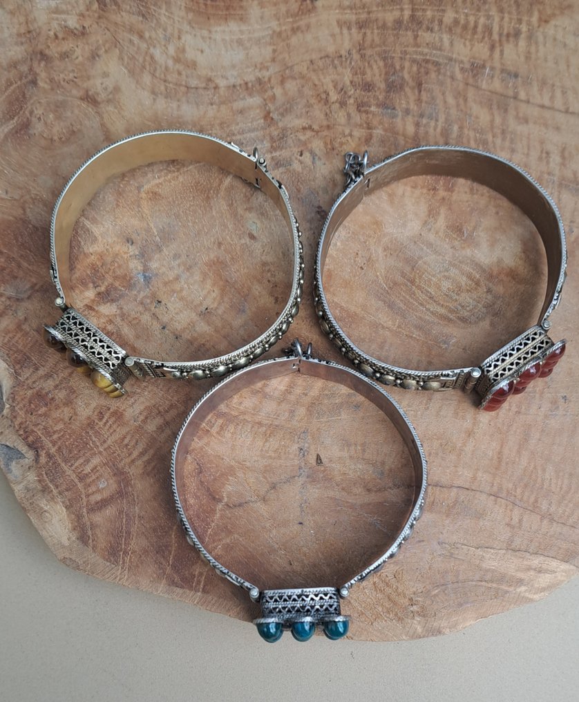 Τρία yemenite βραχιόλια. - Ασημί - Ισραήλ - 20th century #2.1