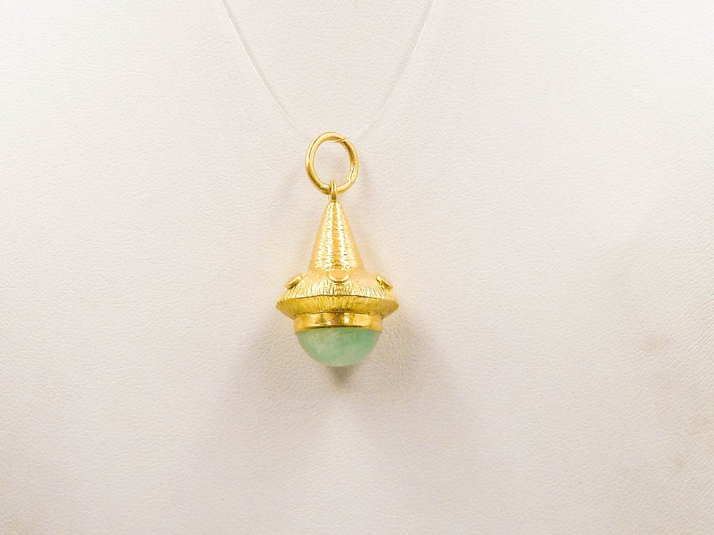 吊坠 - 18K包金 黄金 - 海蓝宝石 #4.3