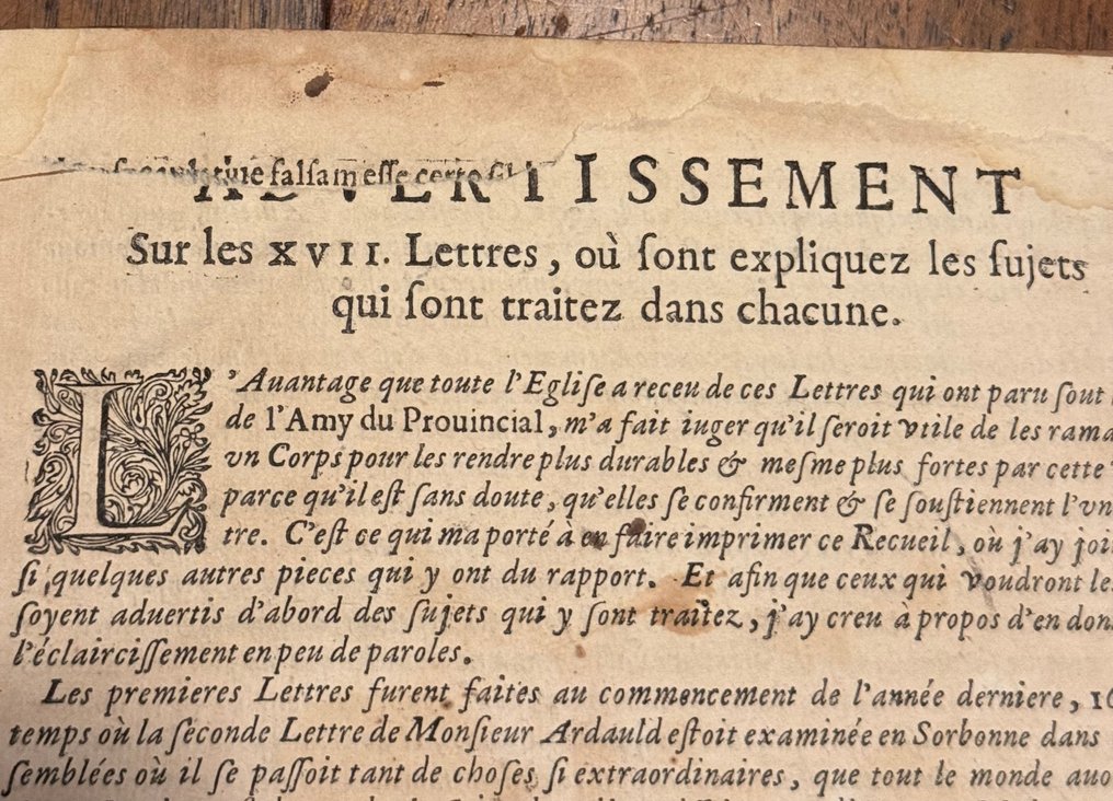Blaise Pascal - Les Provinciales ou les lettres escrites par Louis de Montalte à un Provincial de se amis & aux RR. - 1657 #2.1