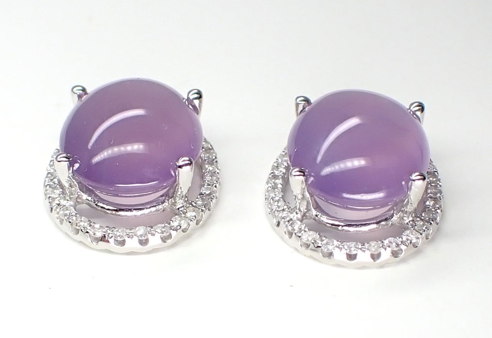 χωρίς τιμή ασφαλείας - Σκουλαρίκια - 18 καράτια Λευκός χρυσός Αμέθυστος - Διαμάντι #3.2