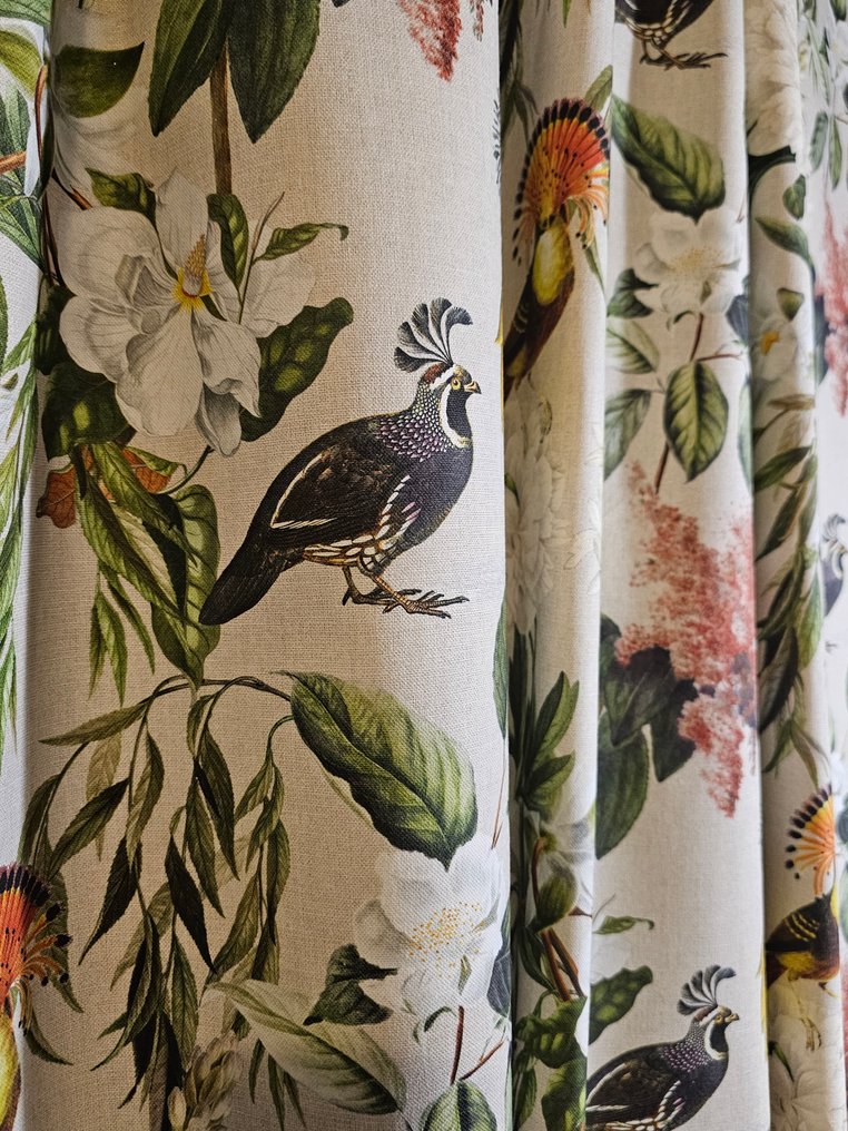 波希米亚风格面料，配有朱鹭和灰鹤图案，尺寸为300x280厘米，逼真设计。 - 纺织品  - 300 cm - 280 cm #2.1