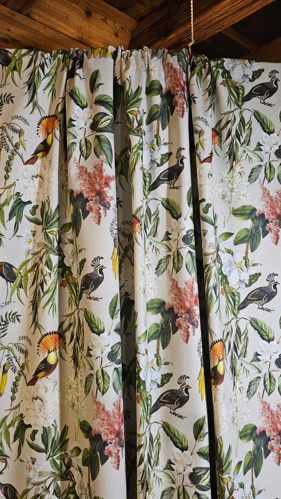 波希米亚风格面料，配有朱鹭和灰鹤图案，尺寸为300x280厘米，逼真设计。 - 纺织品  - 300 cm - 280 cm #3.2