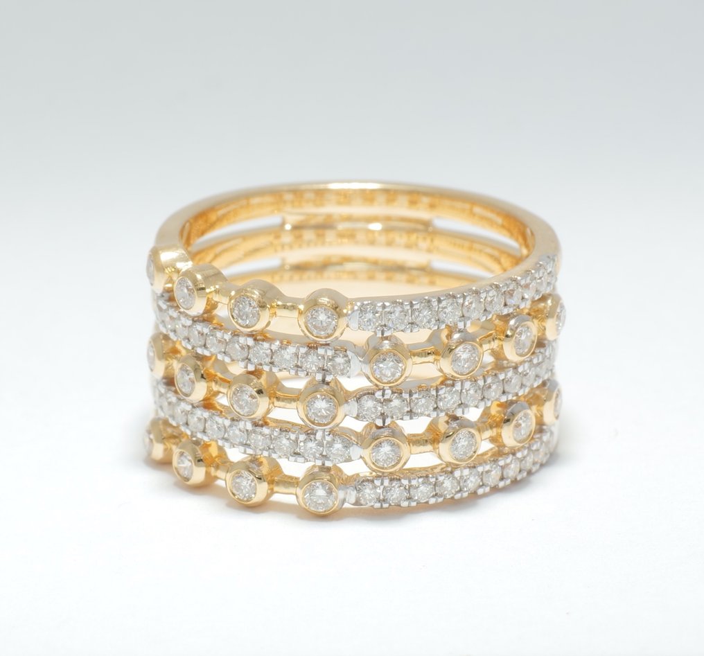 Statement δαχτυλίδι - 14 καράτια Κίτρινο χρυσό - 0.70ct. tw. Διαμάντι (Φυσικό) - Ορχήστρα Γαμήλιου Κοκτέιλ #4.3