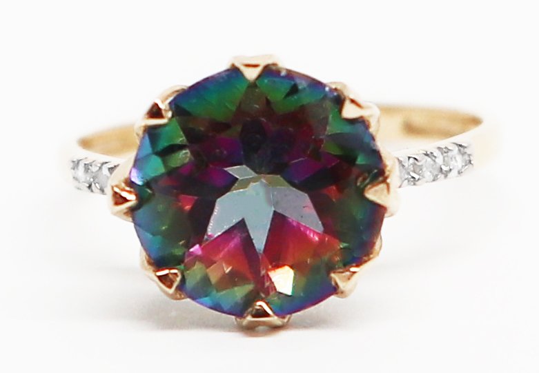 Ingen reservasjonspris - Ring - 14 karat Gull Topas - Diamant #1.0