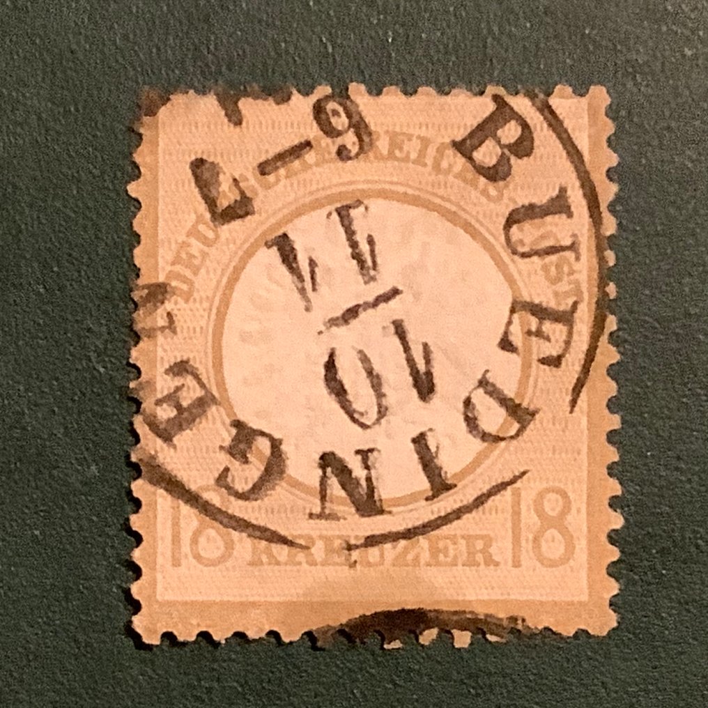 德意志帝國 1872 - 18 Kreuzer 大型 Brutschield 证书 Sommer BPP - Michel 28 #3.2