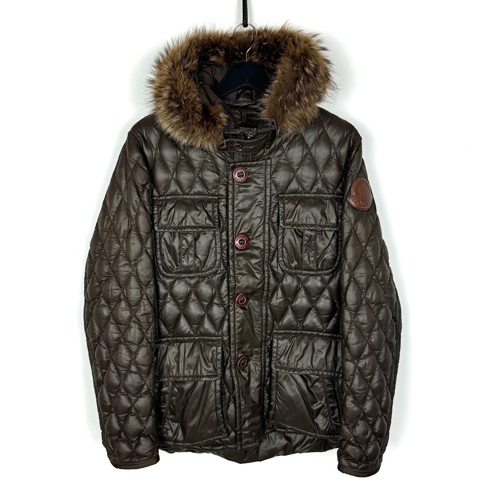 Moncler Real fur Leather logo Down jacket auction online Catawiki