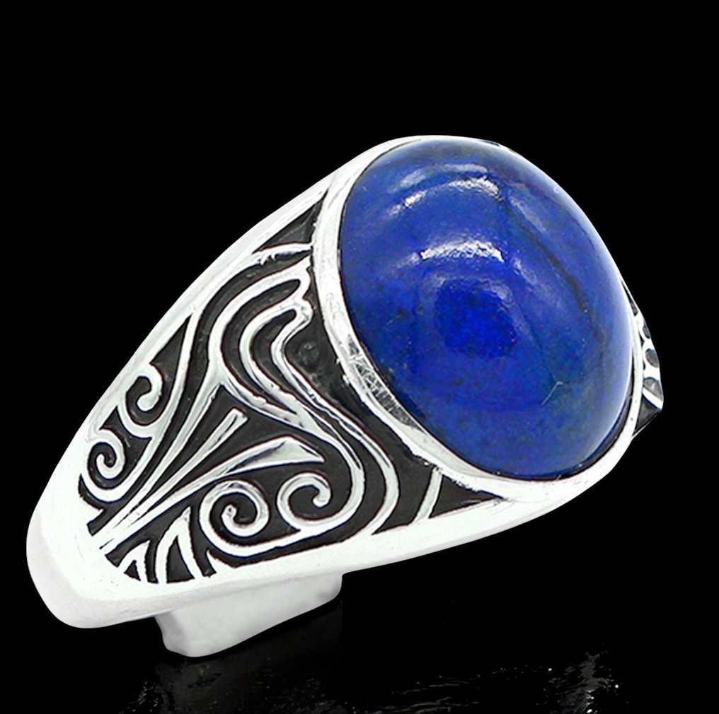 Man Silver Ring - Anello in Argento con Lapislazzuli - Italian Handmade Jewel - Altezza: 29 mm - Larghezza: 25 mm- 9 g #1.0