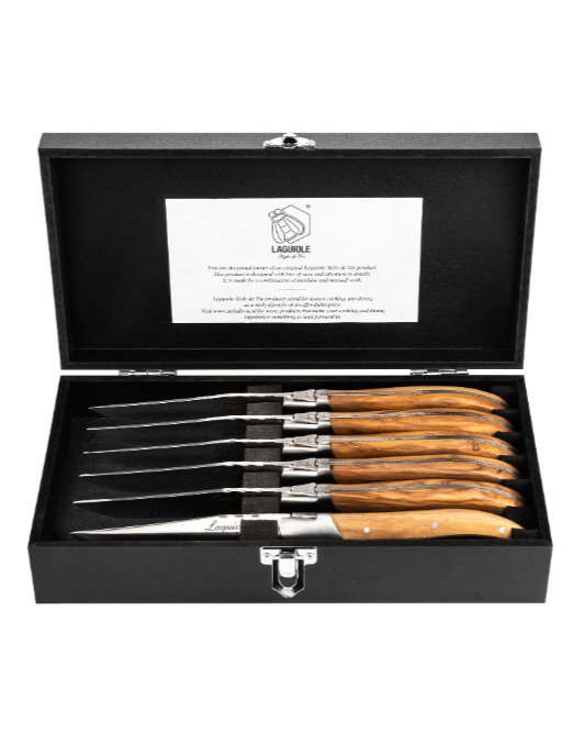 Laguiole - 6x Luxury Steak Knives - Olive Wood - style de - 餐刀套装 (6) - Olivewood #1.0