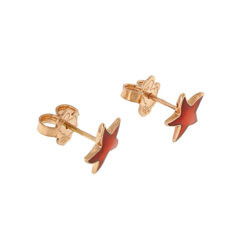 没有保留价 - Pomellato - 耳环 - Dodo - 9 kt. 玫瑰金 - Smalto Rosso #1.0