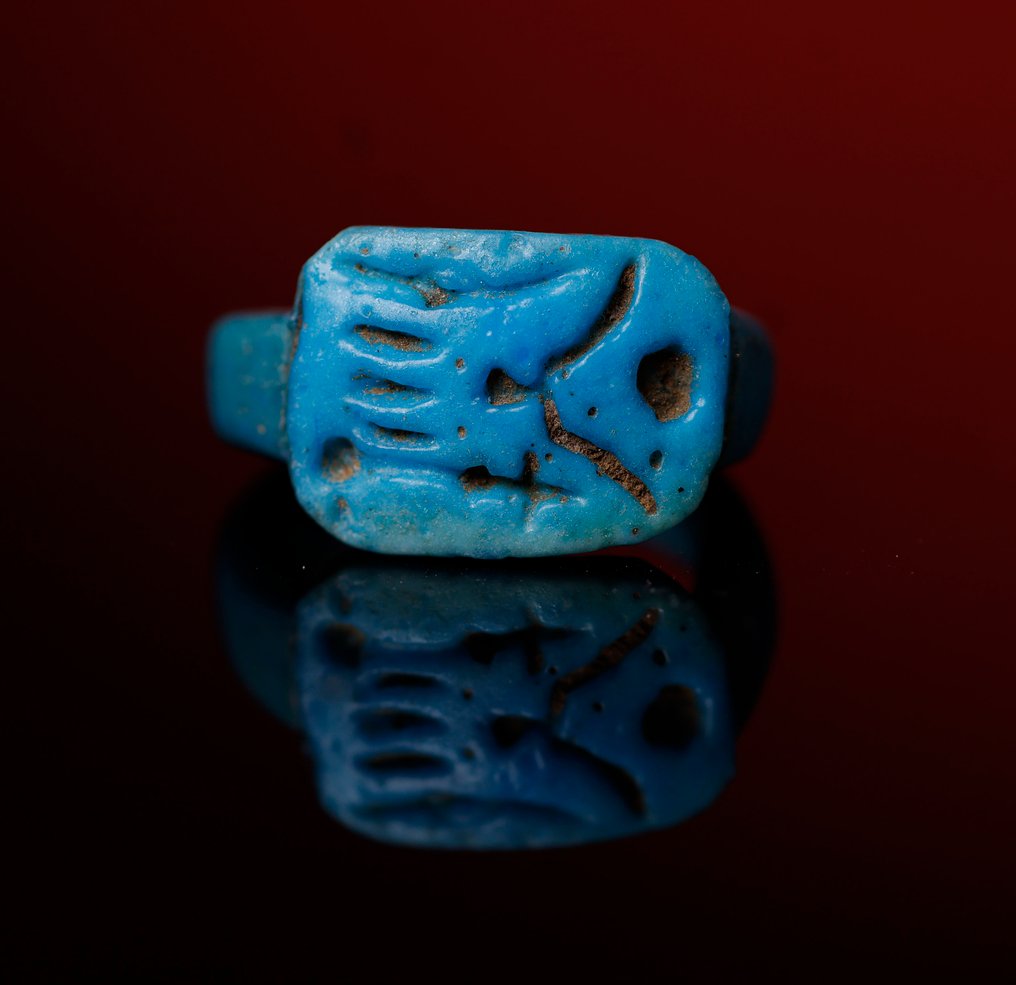 Ancient Egypt Faience New Year commemoration lucky ring - 1.1 cm #1.0