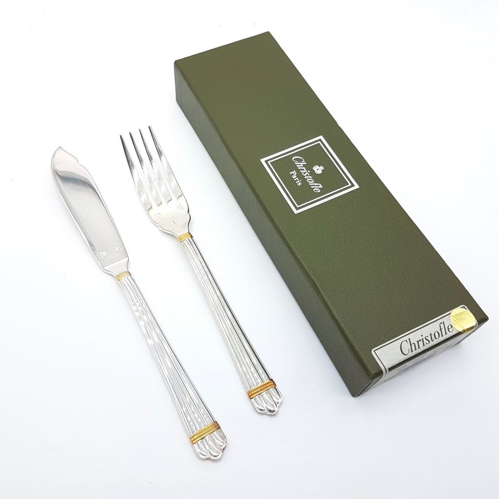 Christofle - 餐具套装 (12) - 空气 - 镀银, 镀金 - 科尔。金色空气装饰 #1.0