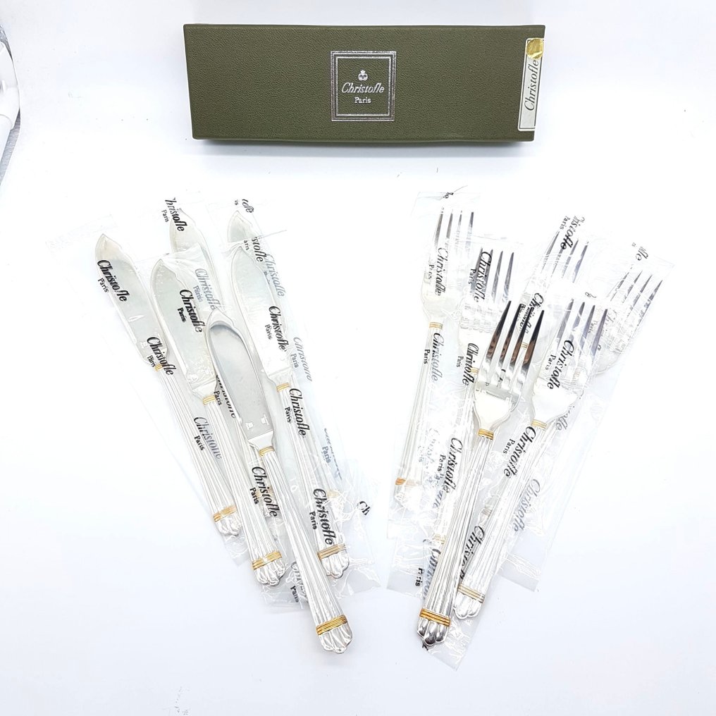 Christofle - 餐具套装 (12) - 空气 - 镀银, 镀金 - 科尔。金色空气装饰 #1.0